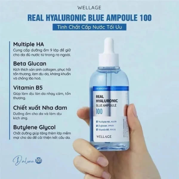 Serum dưỡng da Wellage Real Hyaluronic Blue Ampoule  - 75ml cấp ẩm phục hồi  dưỡng trắng